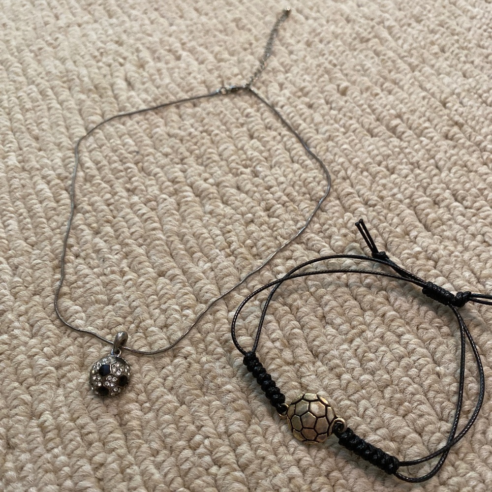 Soccer ball bracelet and necklace